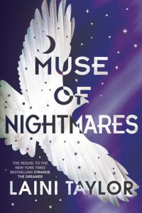 Cover of Muse of Nightmares. A white bird flies across a purple starry sky.